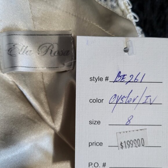 NWT~$1999~ELLA ROSA~SZ 6/8~IVORY OYSTER LACE FIT & FLARE WEDDING DRESS GOWN - Picture 15 of 16